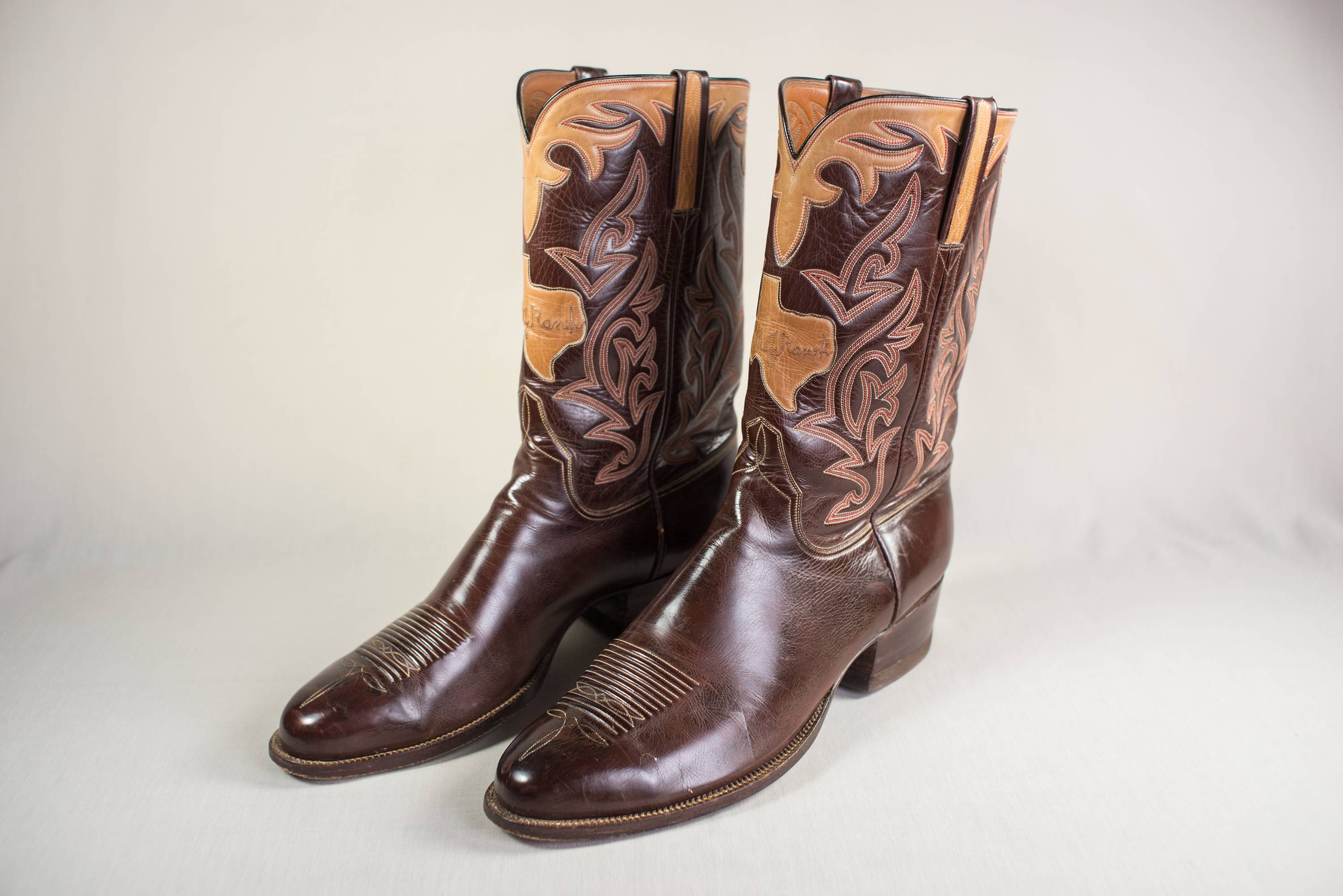 An image of a pair of boots owned by President Johnson and can be seen on view in The White House Years exhibition at the LBJ Library.