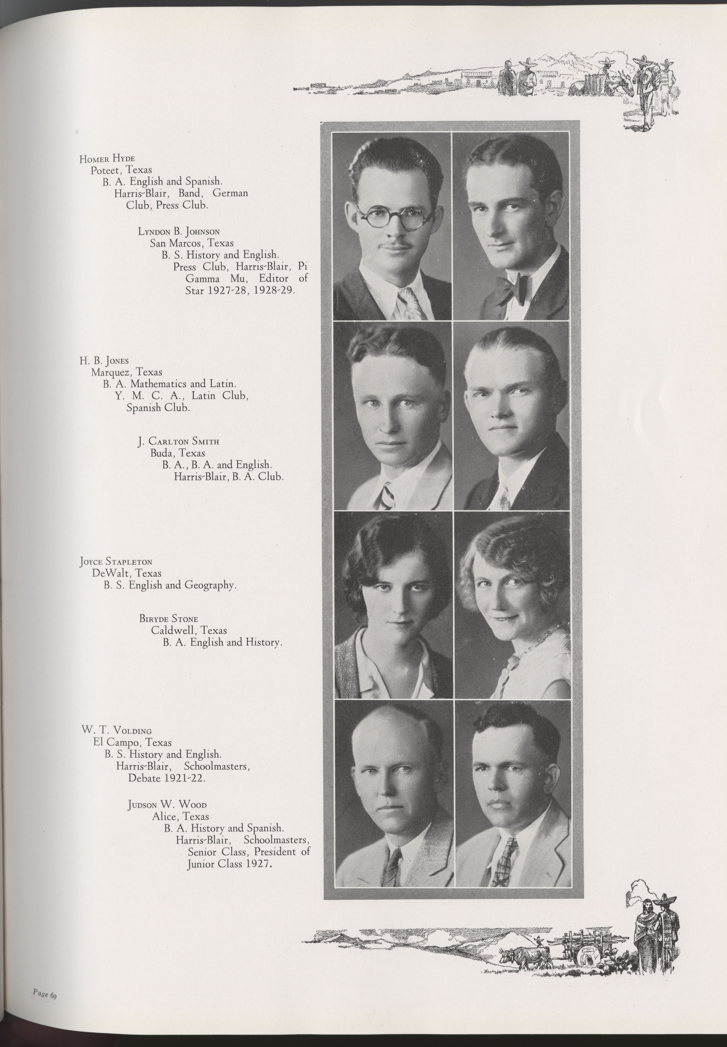 LBJ in Southwest Texas State Teacher College's 1931 Pedagog