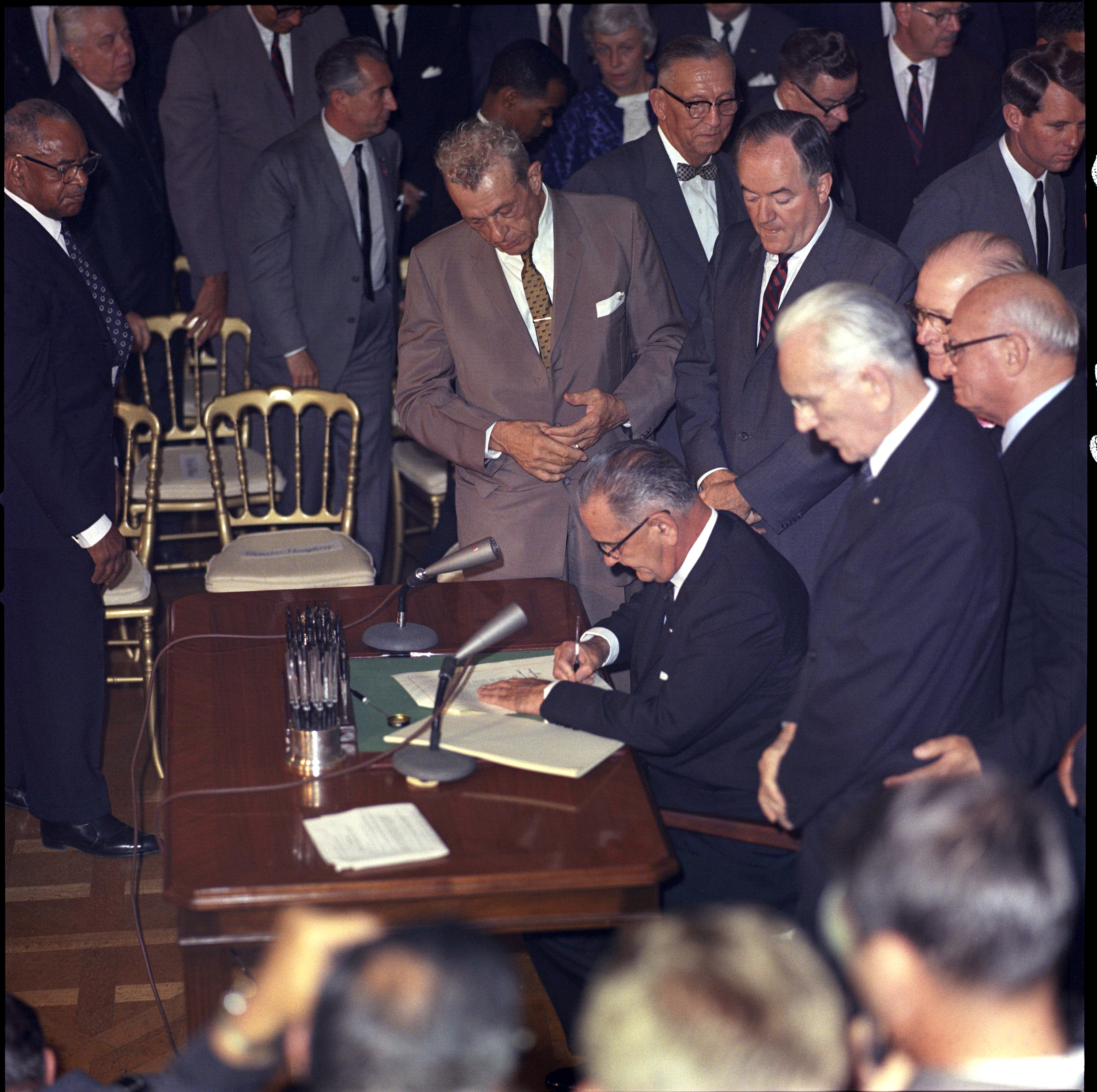 Signing of the Civil Rights Act of 1964. LBJ Library photo by Cecil Stoughton #C522-8-WH64.