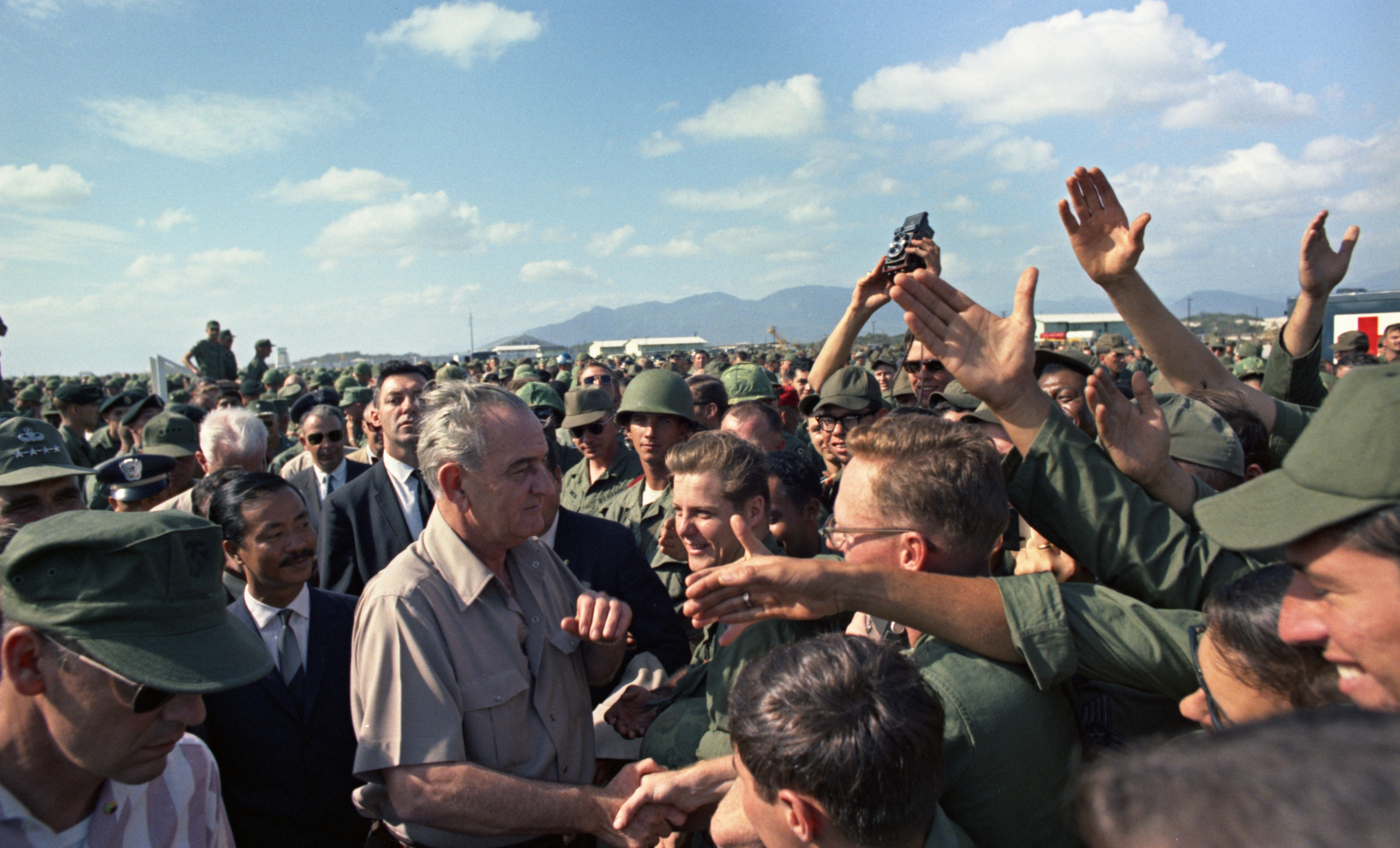 President Johnson's Second and Final Visit to Cam Ranh Bay in South Vietnam. LBJ Library photo by Yoichi Okamoto #C8052-20a.
