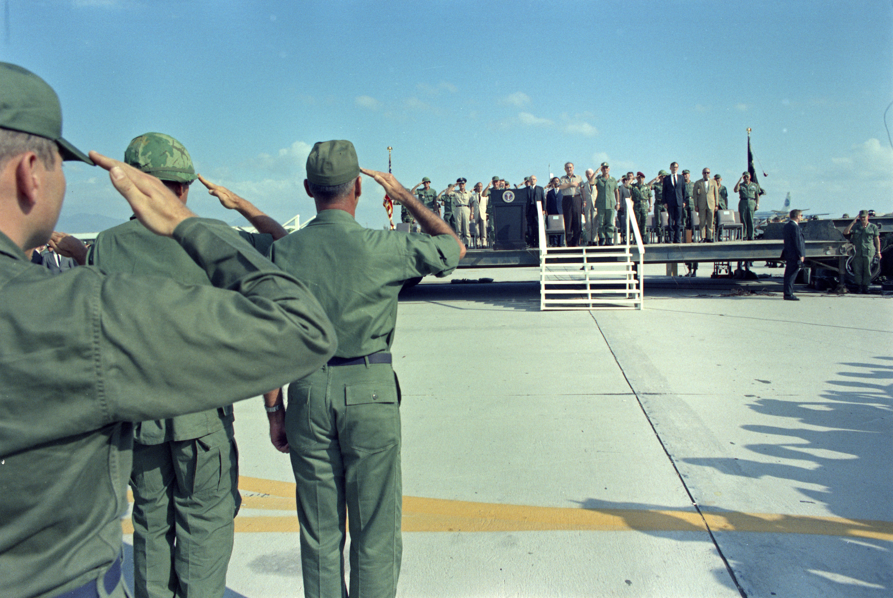 President Johnson's Second and Final Visit to Cam Ranh Bay in South Vietnam. LBJ Library photo by Yoichi Okamoto #C8054-10.