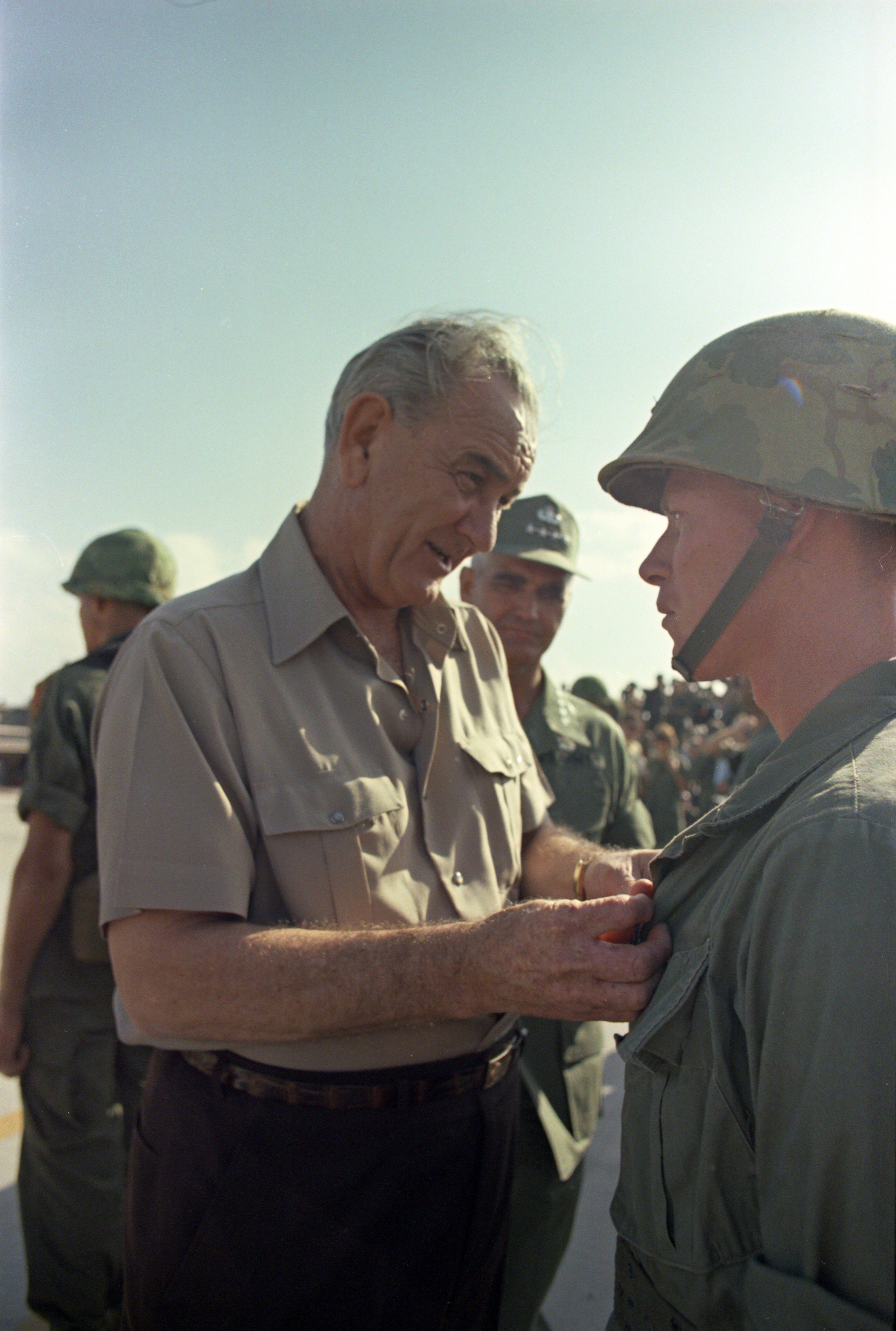 President Johnson's Second and Final Visit to Cam Ranh Bay in South Vietnam. LBJ Library photo by Yoichi Okamoto #C8054-17.