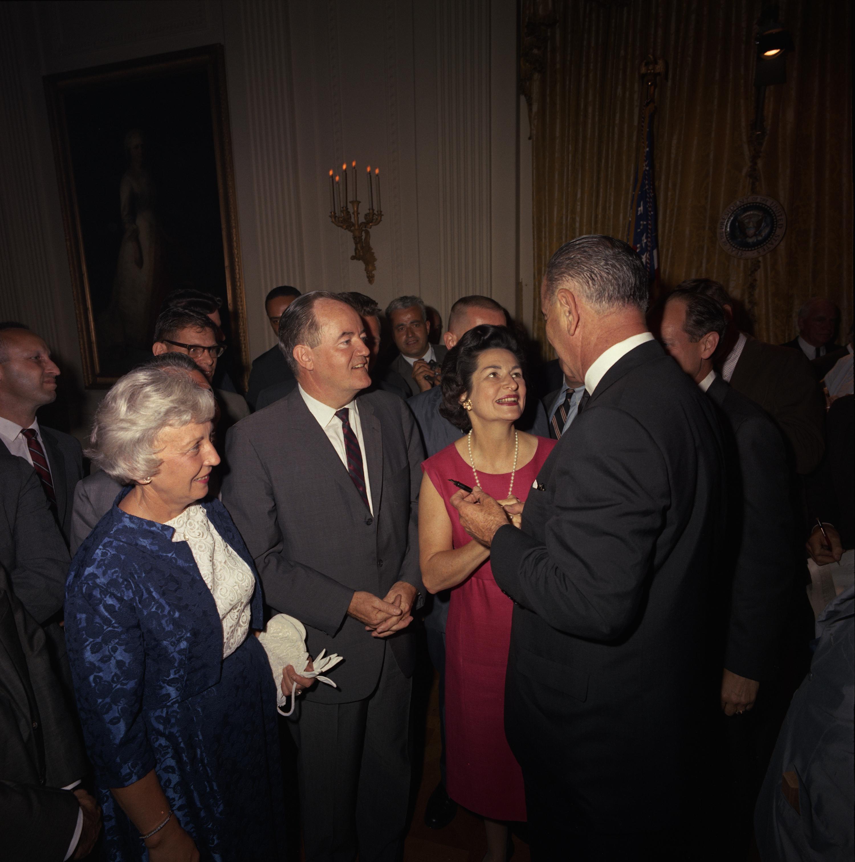 L-R: Muriel Humphrey, Sen. Hubert Humphrey, Lady Bird Johnson, President Lyndon B. Johnson.