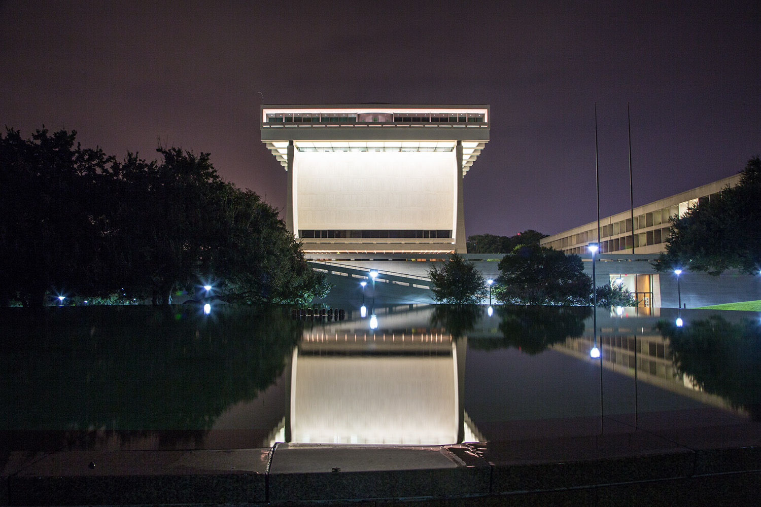 Night shot of the LBJ Presidential Library - September 2015.