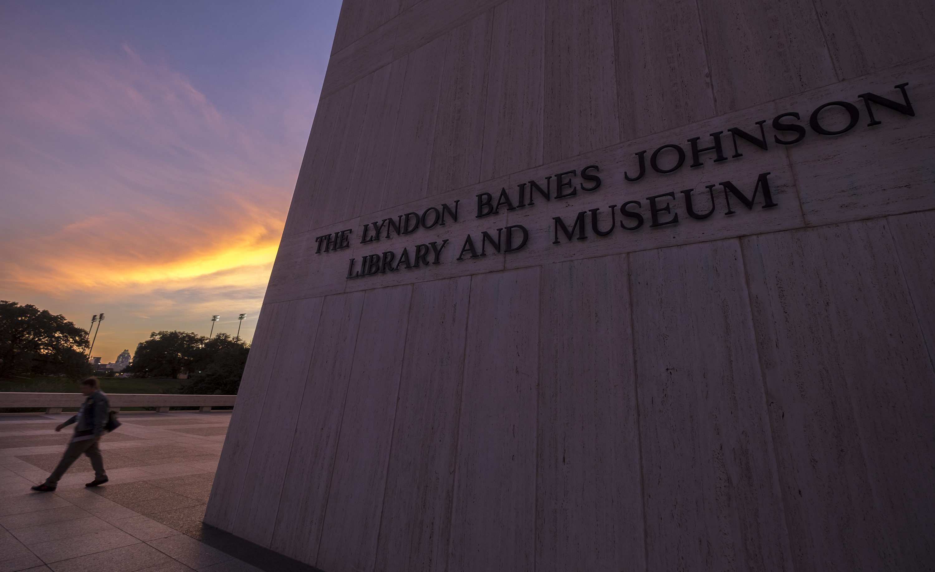 Sunset at the LBJ Presidential Library.