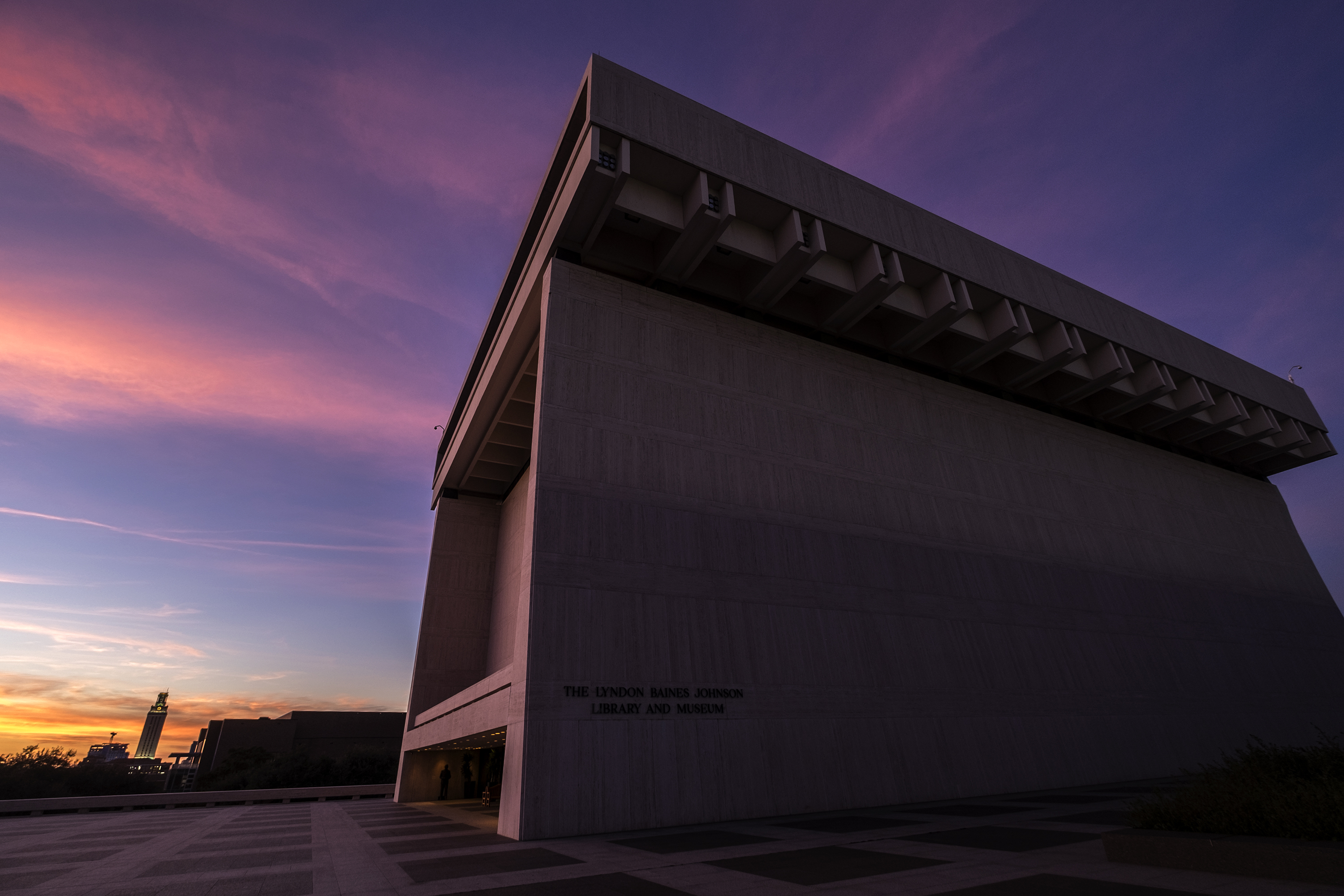 Sunset at the LBJ Presidential Library.