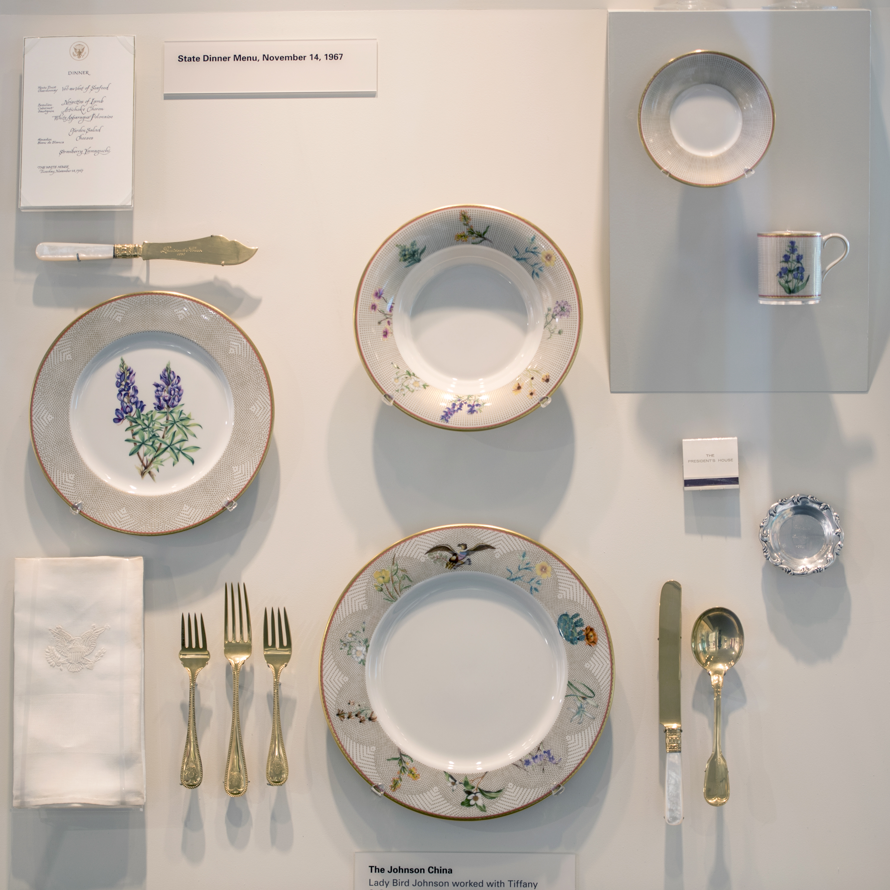 The Johnson china on exhibit at the LBJ Presidential Library