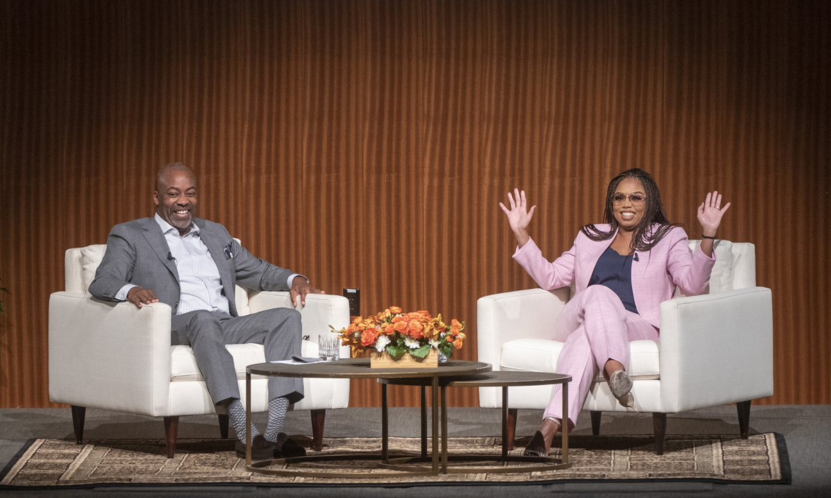 Leonard Moore and Jemele Hill. LBJ Library photo by Jay Godwin.