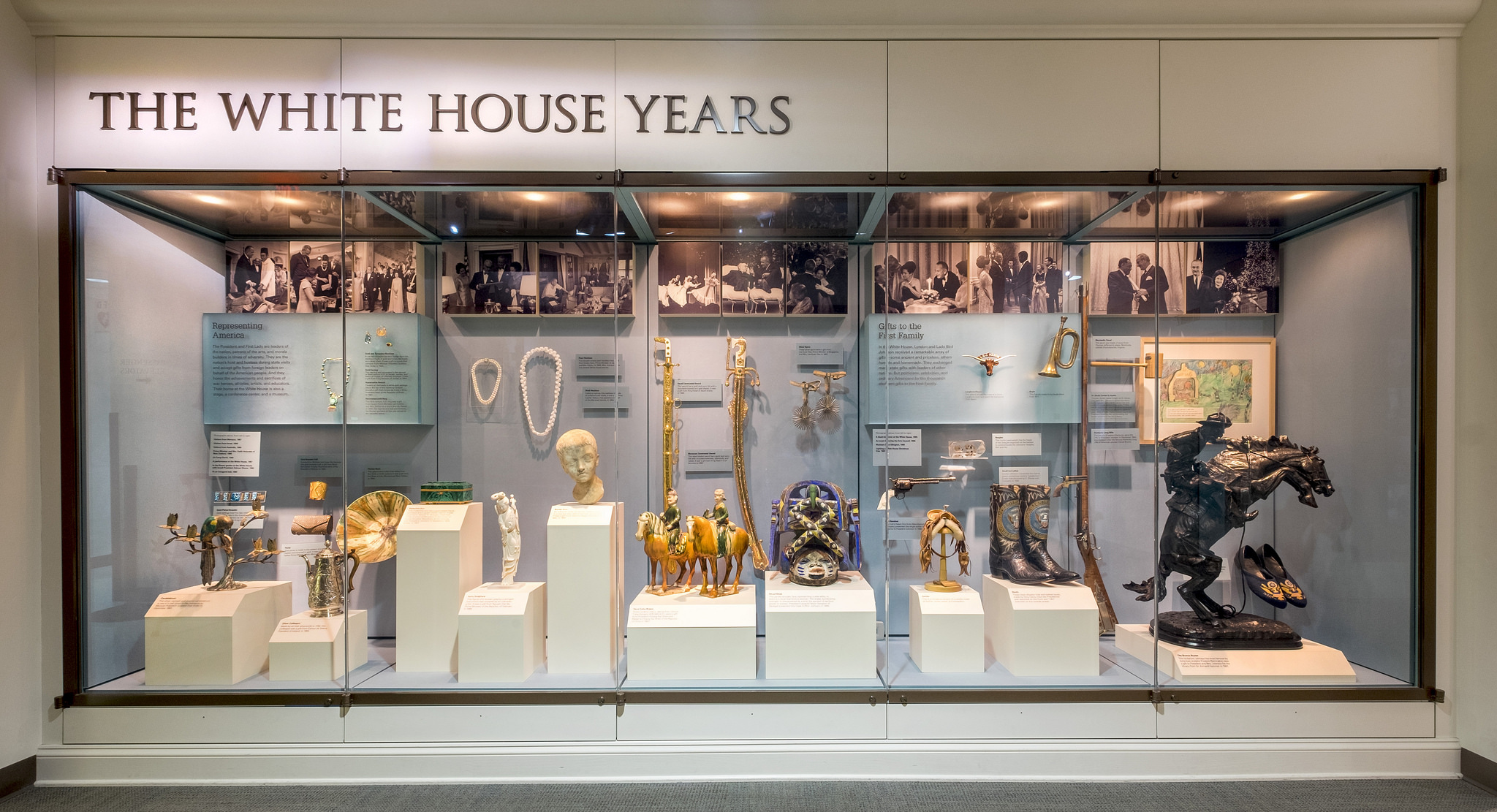 A view of the White House Years exhibition space at the LBJ Library