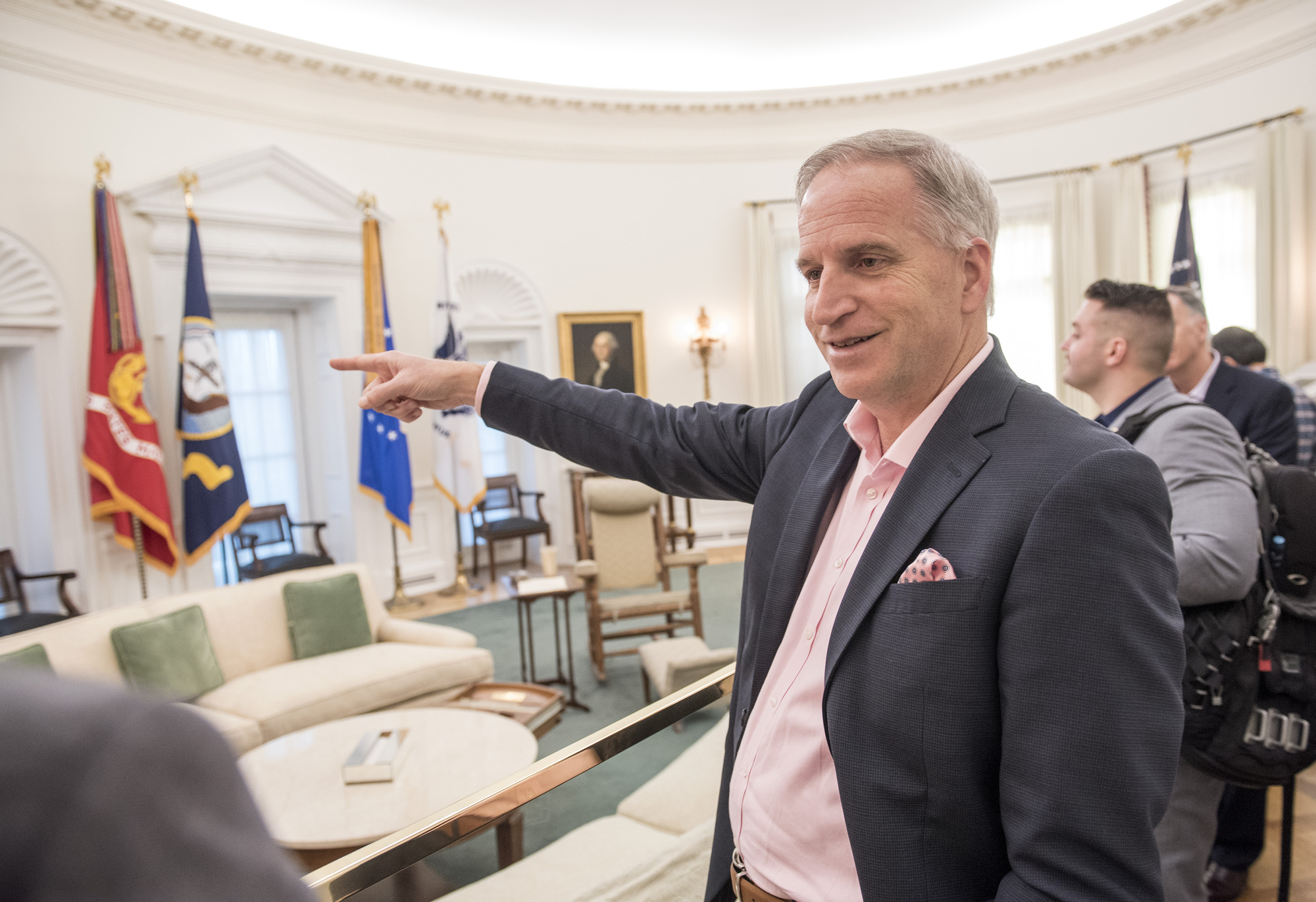 Robert Cardillo, director of the National Geospatial-Intelligence Agency, in the Oval Office replica at the LBJ Library.