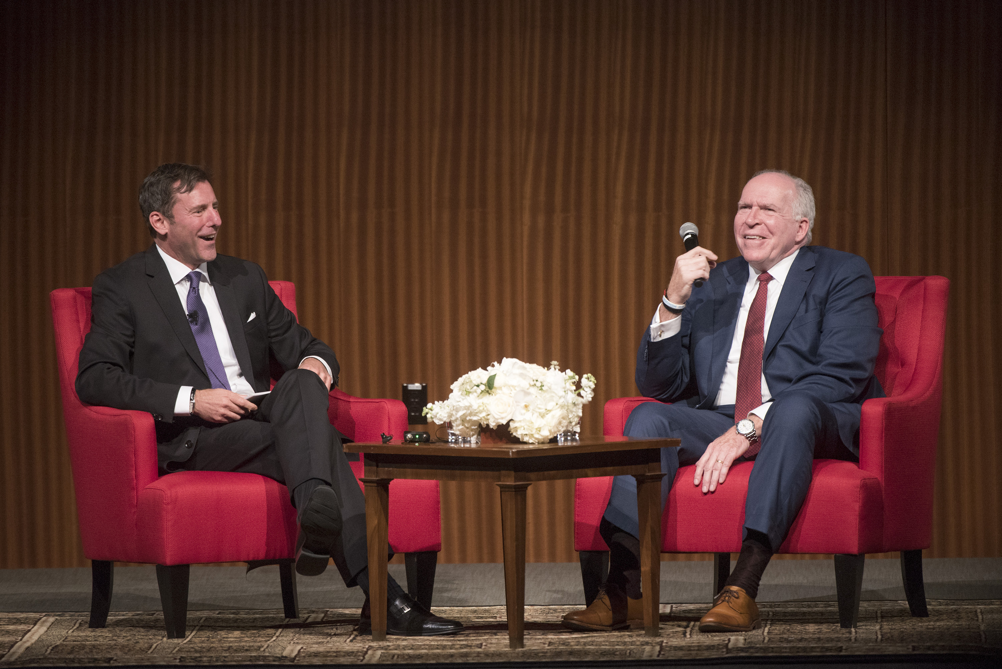 (L-R) Mark Updegrove and John Brennan. LBJ Library photo by Jay Godwin #DIG14385-016.