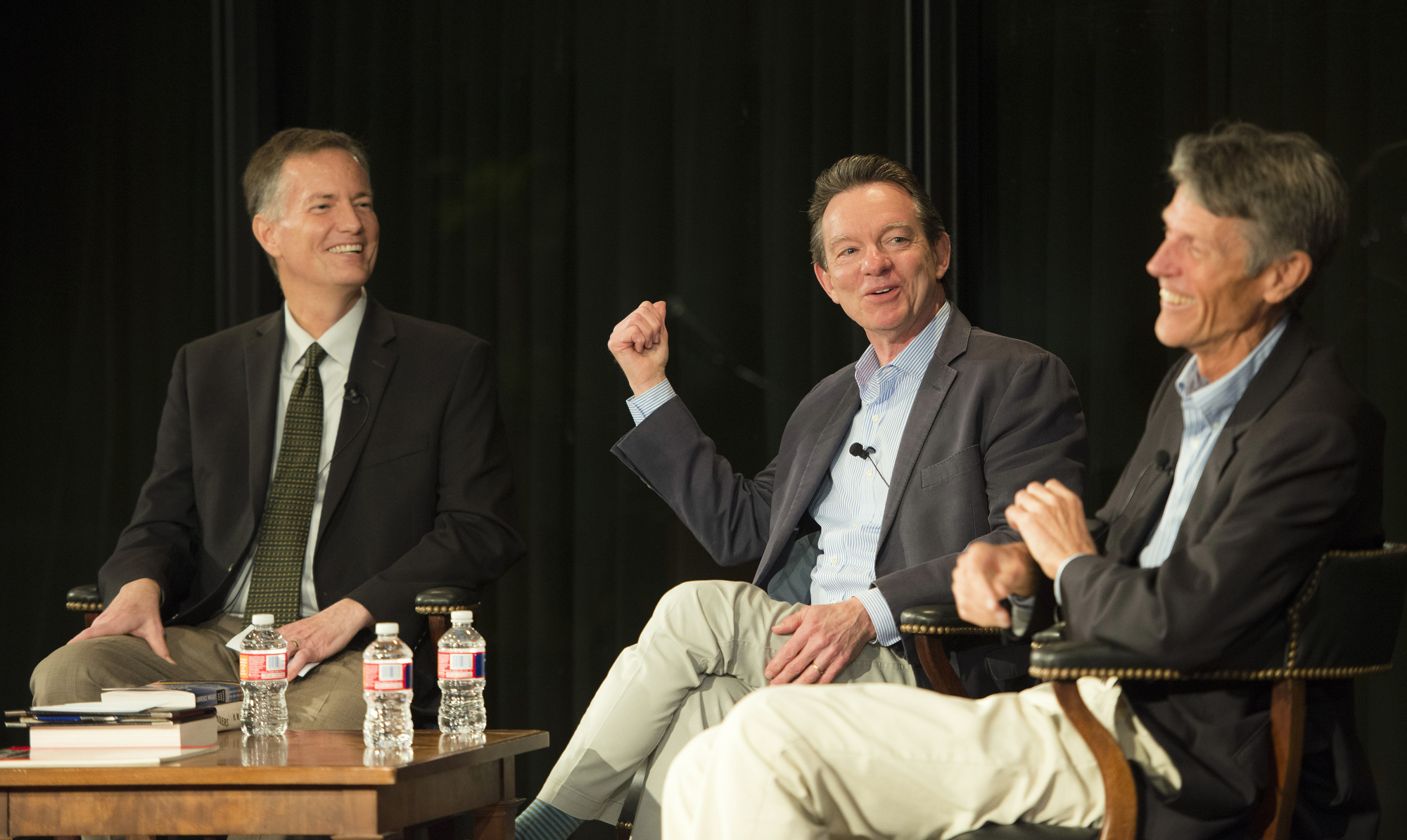 (L-R) Kurt Graham, Lawrence Wright and H.W. Brands. LBJ Library photo by Jay Godwin #DIG14465-020.