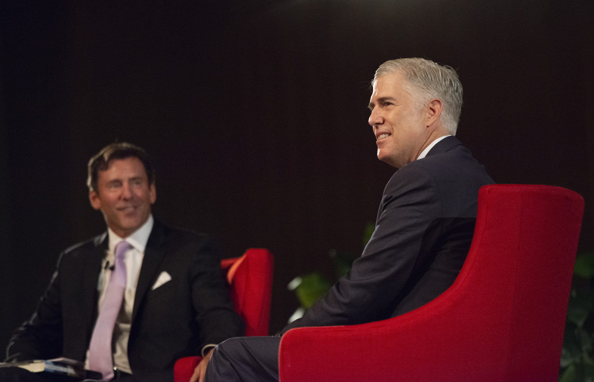 (L-R) Mark K. Updegrove and Justice Neil Gorsuch. LBJ Library photo by Jay Godwin #LB2_1963.