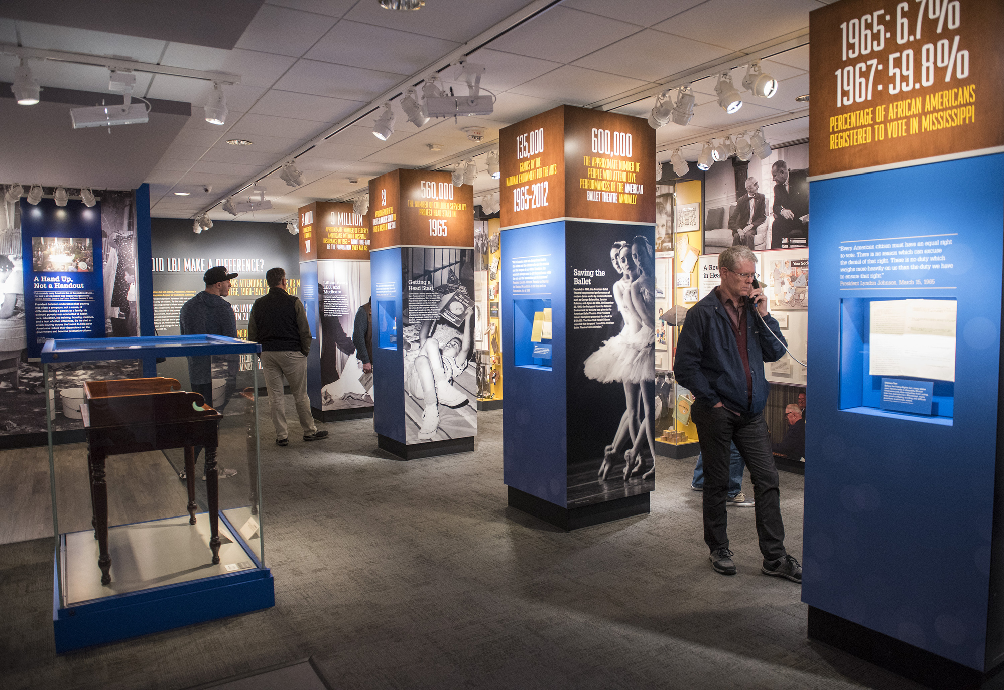 Image of a group of visitors at the LBJ Library.