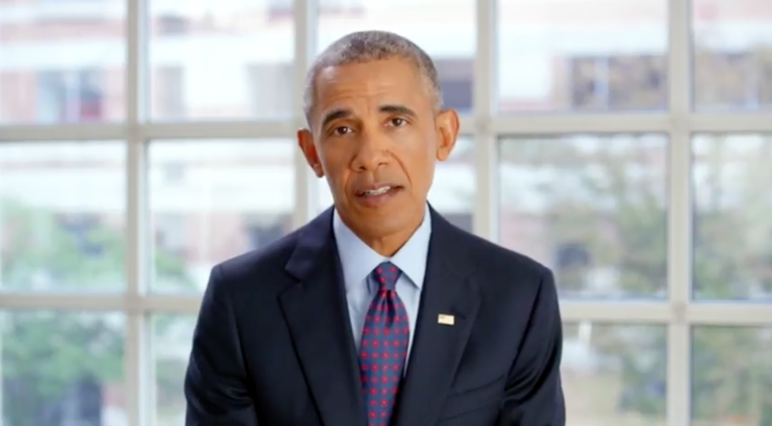 President Barack Obama gives remarks in David Rubenstein's tribute video