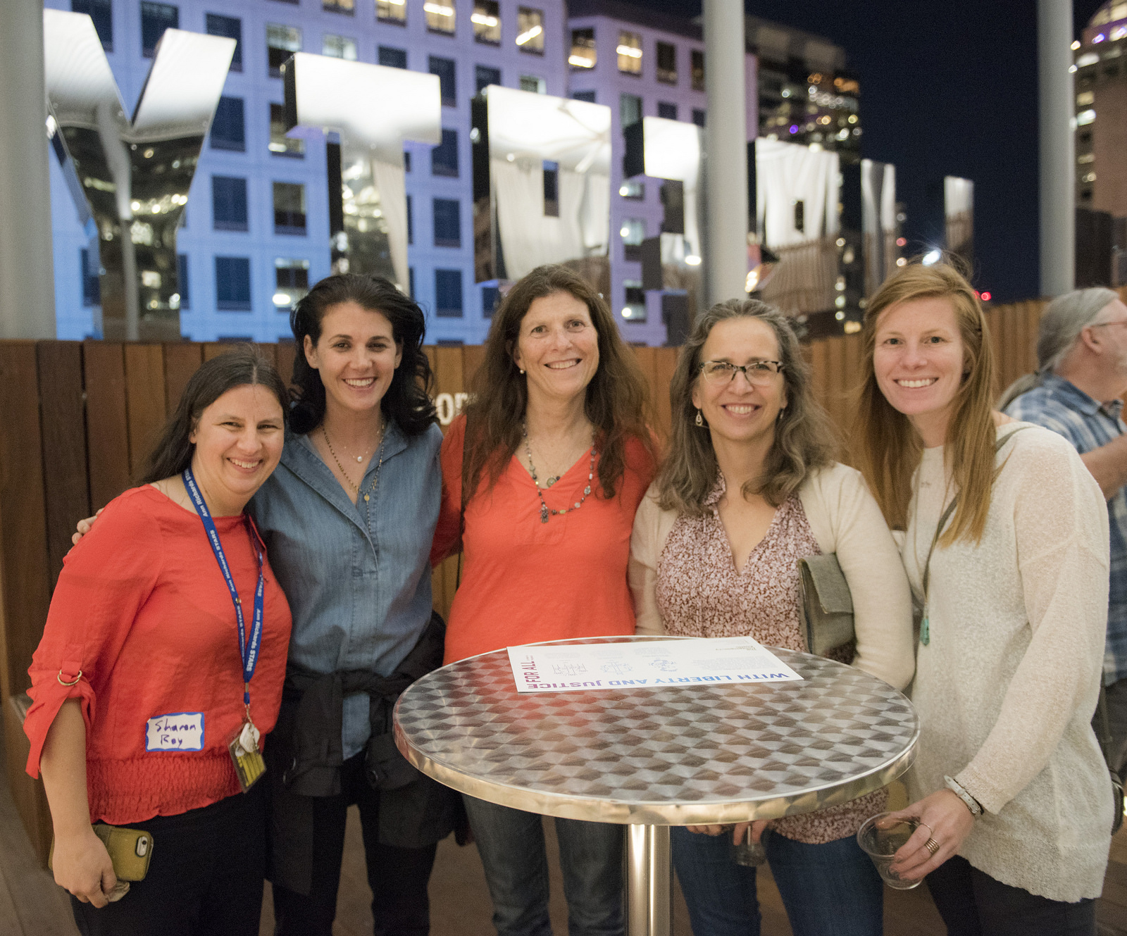 (L-R) Sharon Roy, Jenna Martin, Jamie Langley, Cindy Stewart and Kelly Morledge on the roof of The Contemporary. 