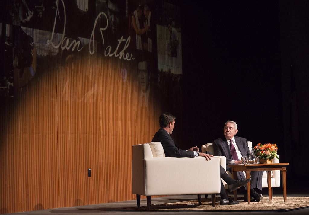 (L-R) Mark Updegrove and Dan Rather. LBJ Library photo by Jay Godwin #DIG13960_123.