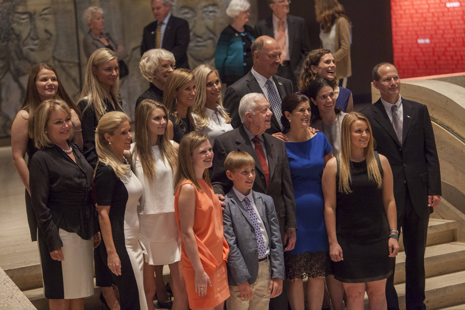 President Jimmy Carter with members of the Johnson family.