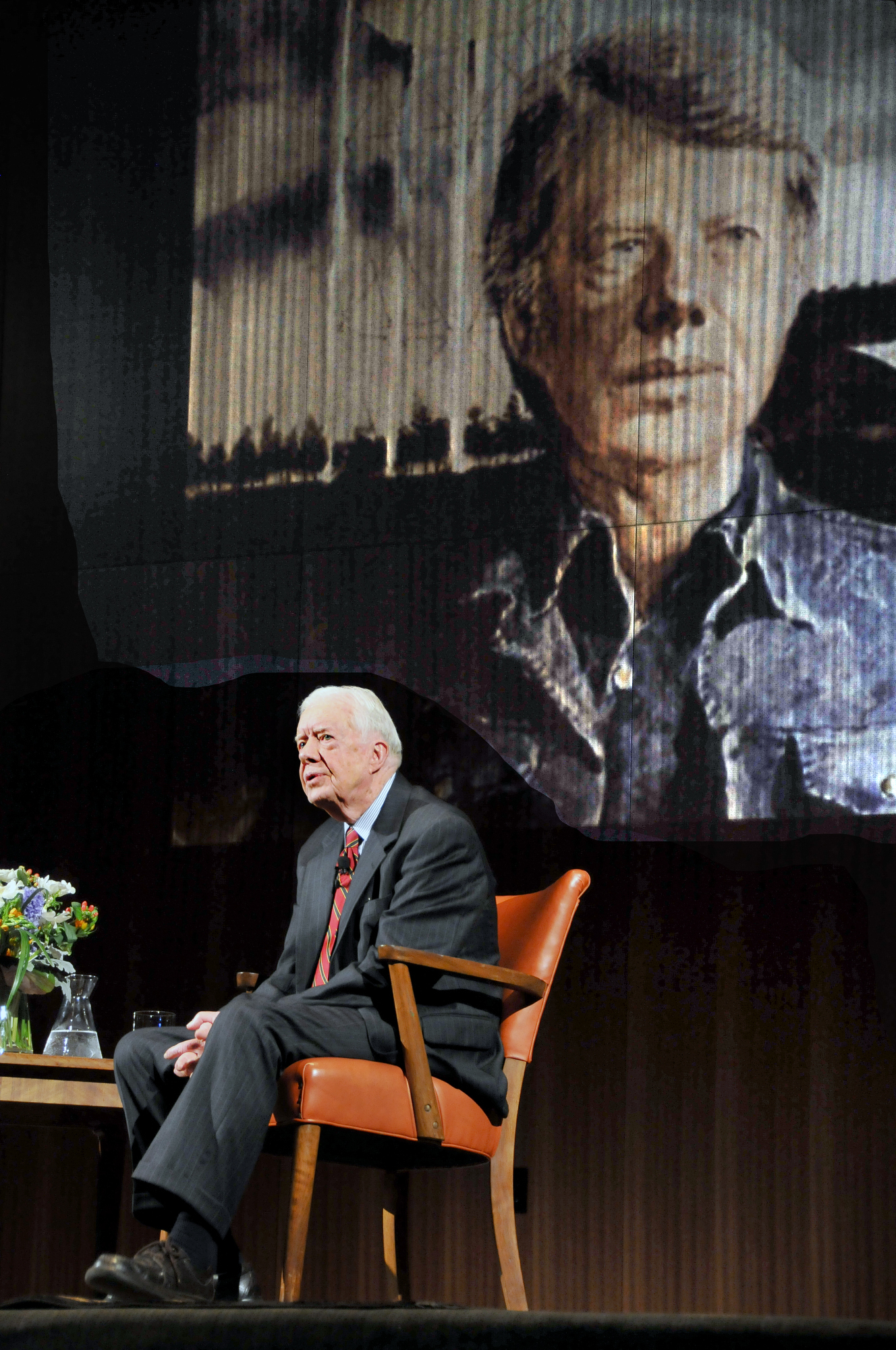 President Jimmy Carter speaks at the LBJ Presidential Library as the LBJ Foundation's Harry Middleton Lectureship featured guest, Feb. 15, 2011.