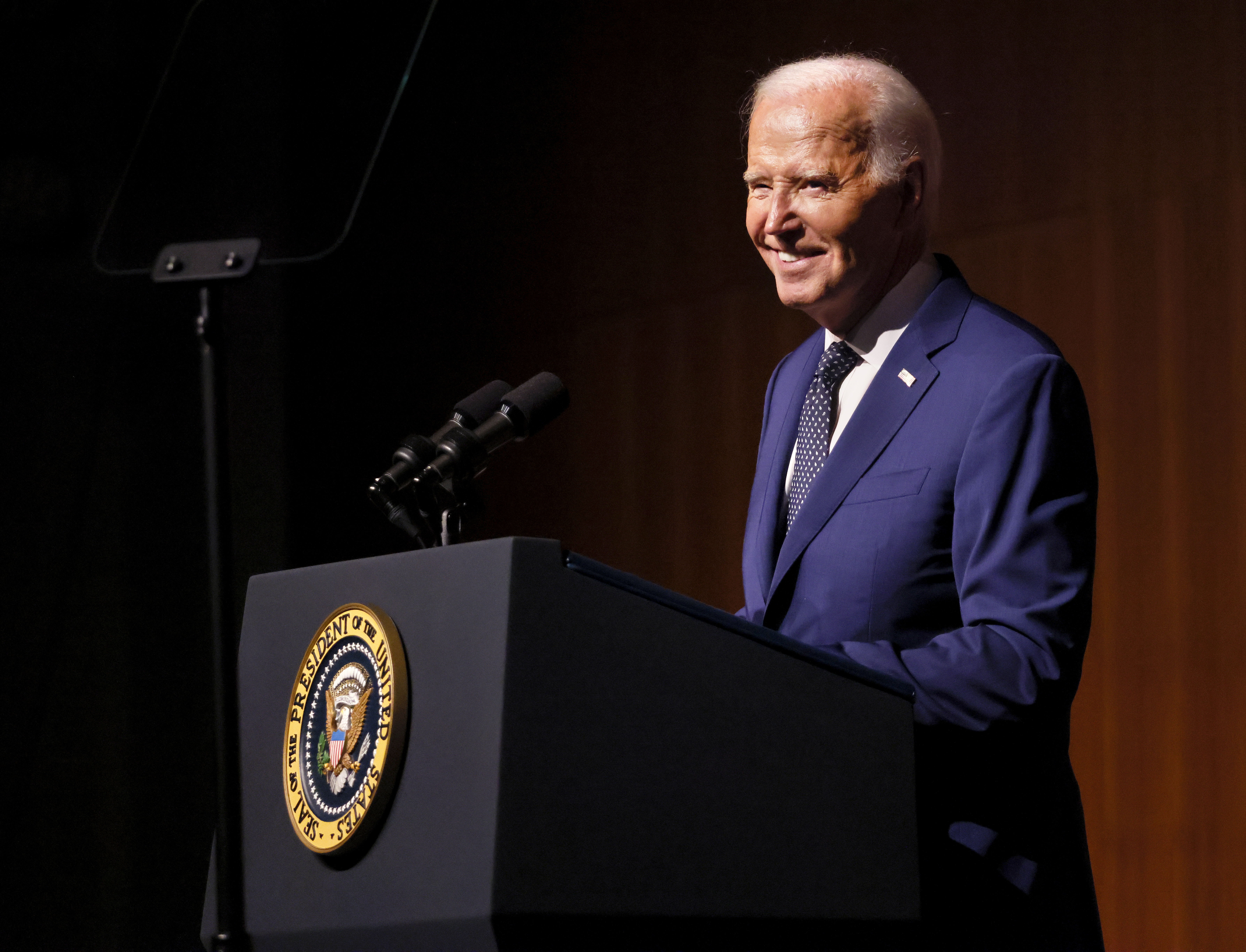 President Joe Biden delivers the keynote address to commemorate the 60th Anniversary of the Civil Rights Act at the LBJ Presidential Library on Monday, July 29, 2024.