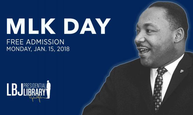 Promotional graphic for free admission on MLK Day
