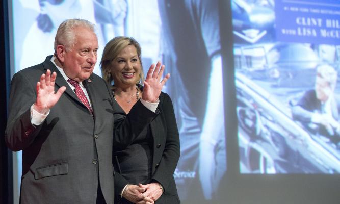 Lisa McCubbin and Clint Hill. LBJ Library photo by Jay Godwin.