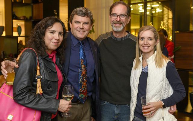 Christa Gomez, TJ Costello, Alan Fisher, and Susan Armstrong Fisher at the Future Forum Holiday Happy Hour at the South Congress Hotel